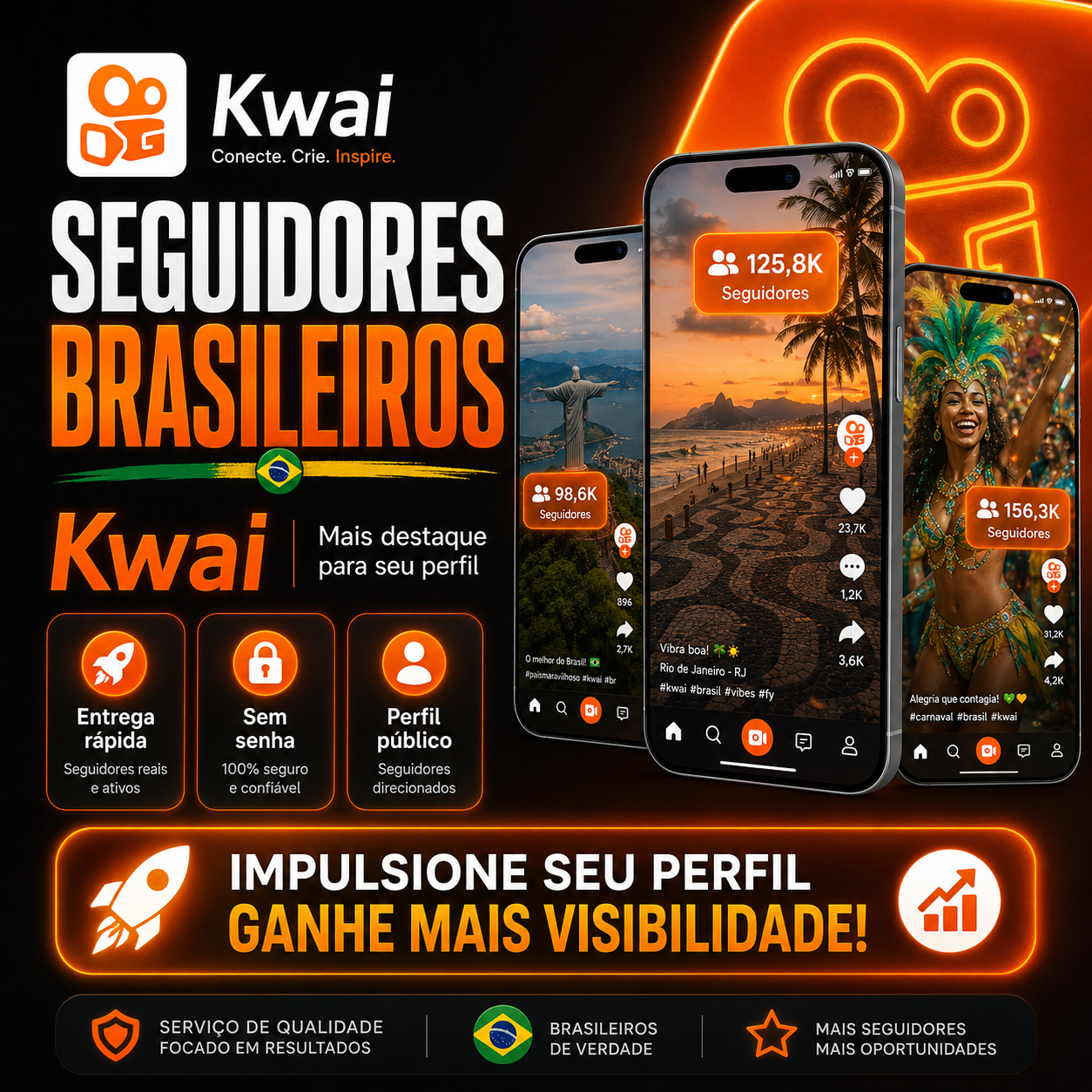 Seguidores Brasileiros para Kwai 🇧🇷 | Entrega Rápida + Sem Senha | Mais Destaque para seu Perfil