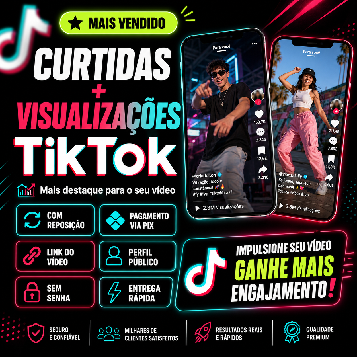 Curtidas + Visualizações no TikTok ❤️▶️ | Entrega Rápida + Reposição Garantida