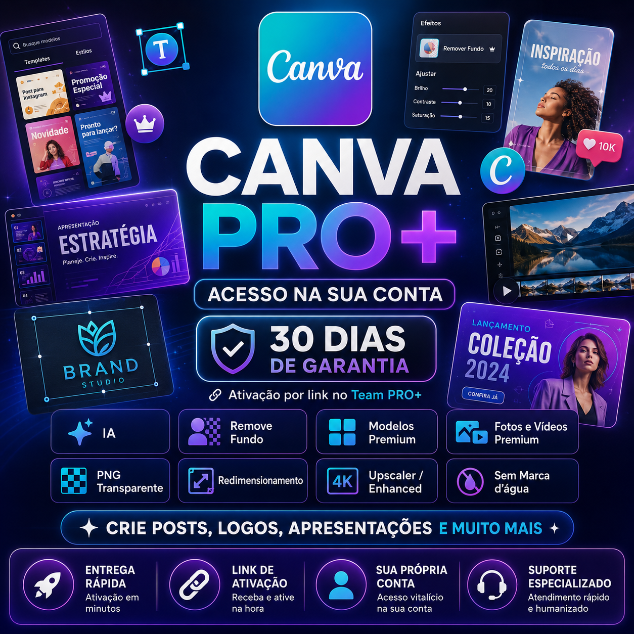 Canva PRO+ Team đš | Ativação na Sua PrĂłpria Conta por Link | Recursos Premium + Garantia de 30 Dias