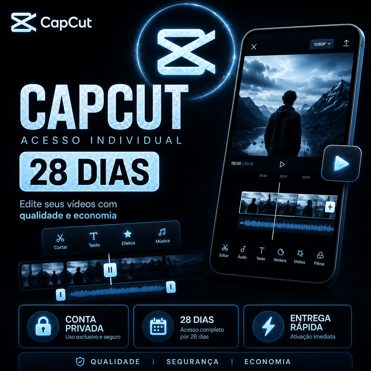 Cap Cut Pro Individual đŹ | Conta Privada e Exclusiva por 28 Dias | Android, iOS e PC